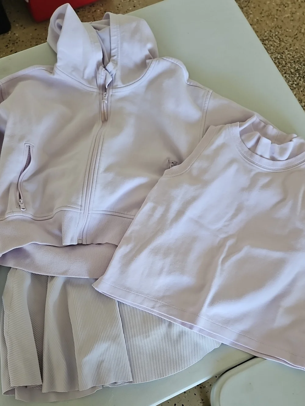 Kids Lavender Hoodie + Tank Set - Soft Lilac Active Top